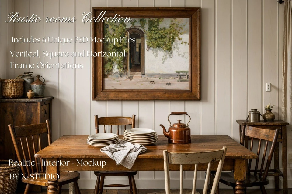 Rustic rooms Frame Mockup Bundle Collection