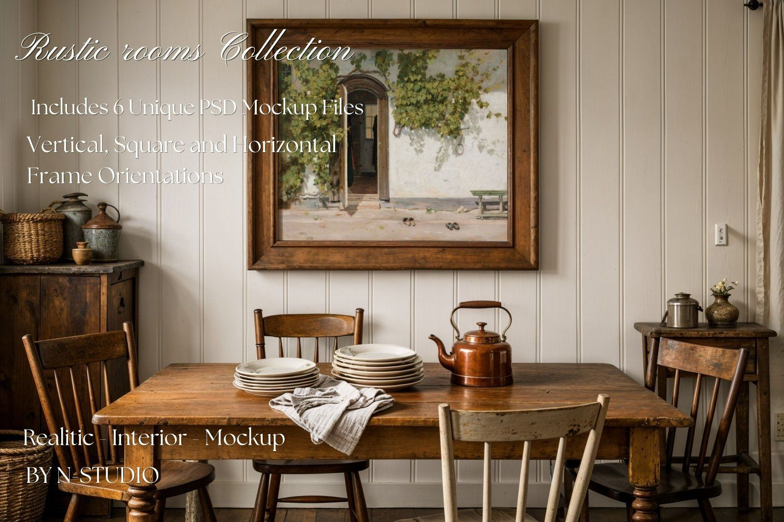 Rustic rooms Frame Mockup Bundle Collection