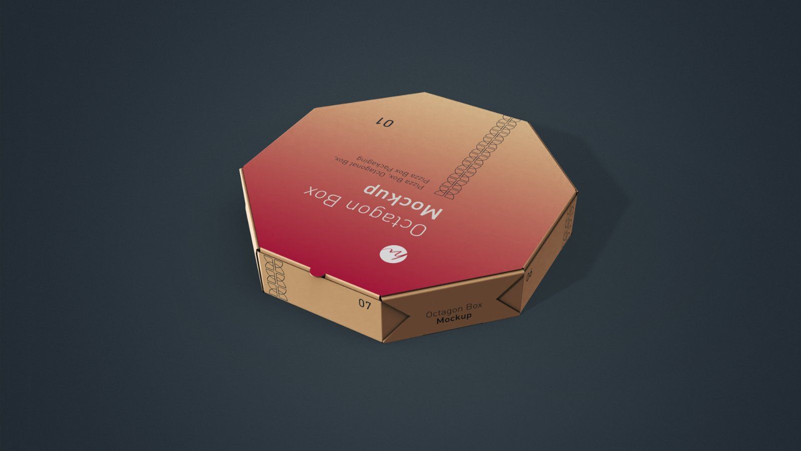 Octagonal Pizza Box Mockup - 5 PSDs