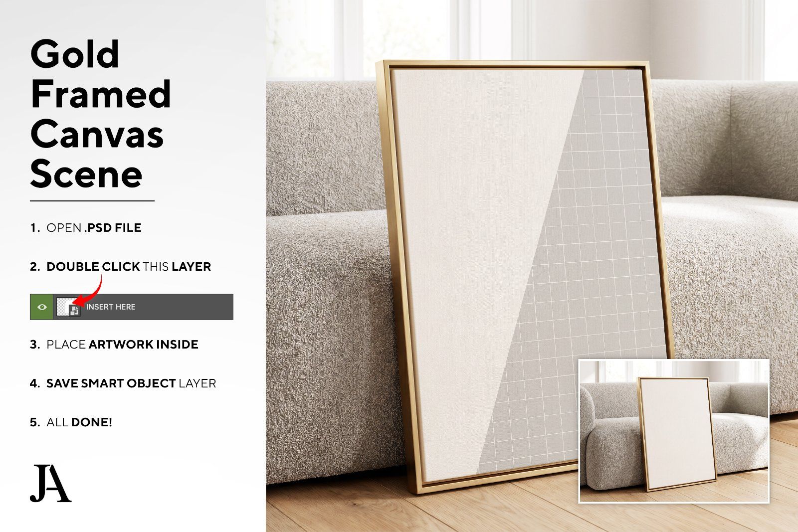 Gold Framed Canvas | DIN A PSD