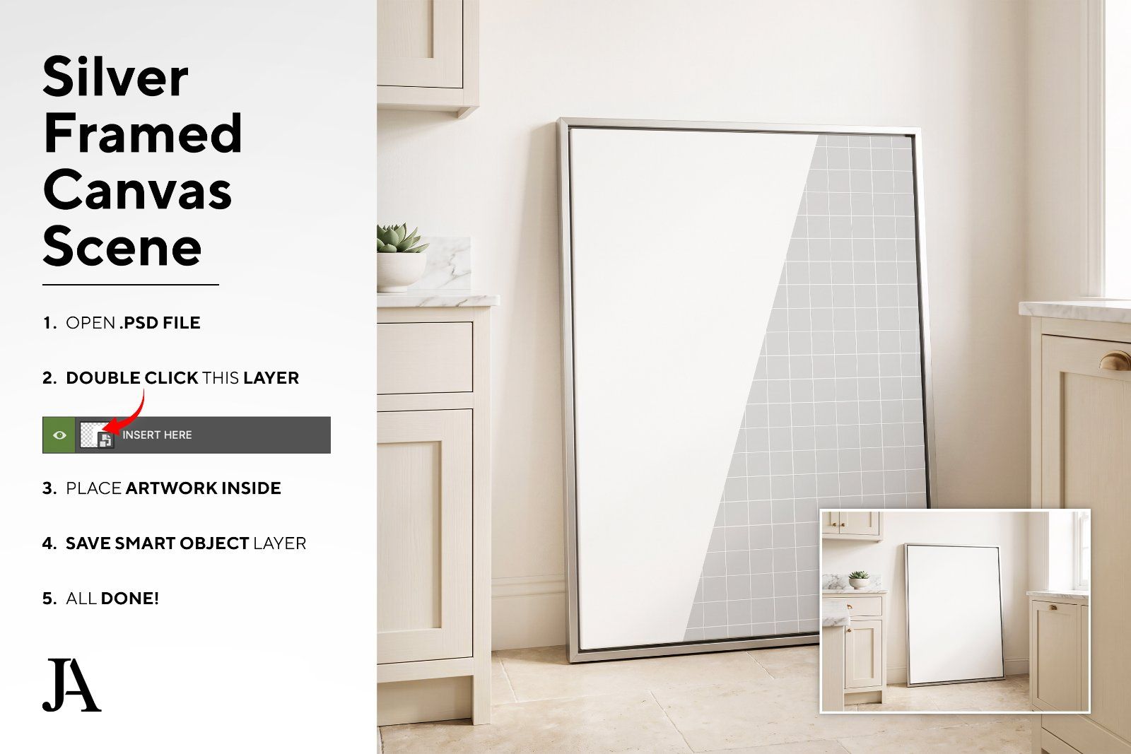 Silver Framed Canvas | DIN A PSD