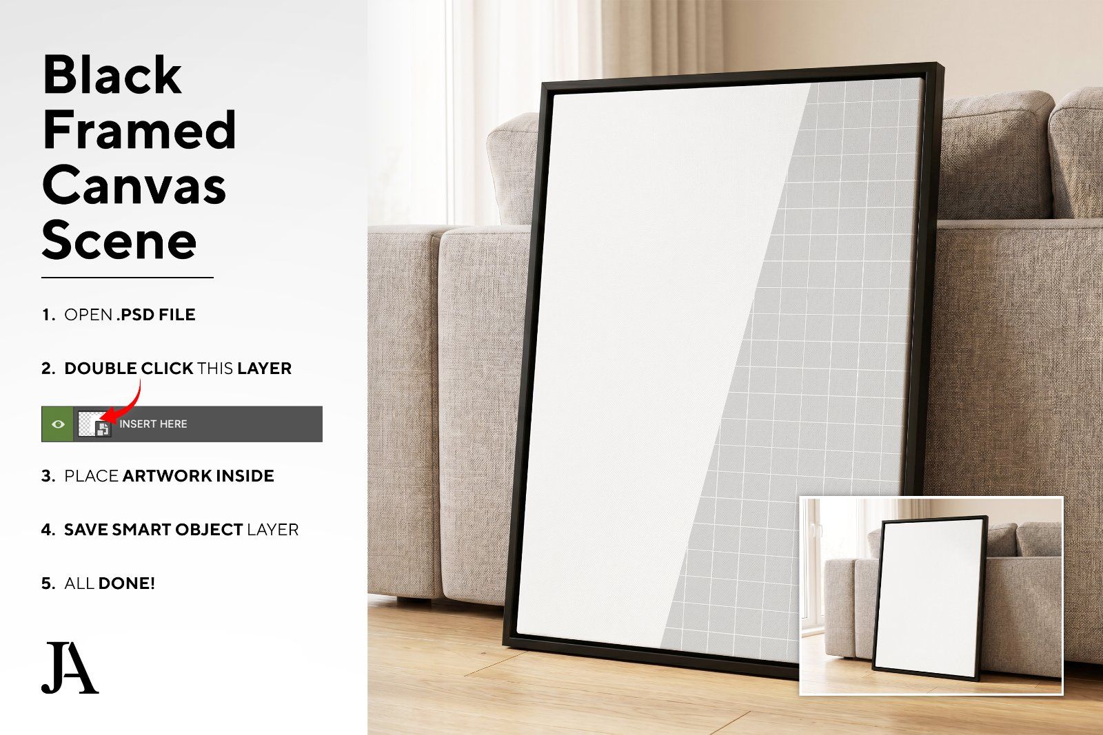 Black Framed Canvas | 2x3 Ratio PSD — image 4