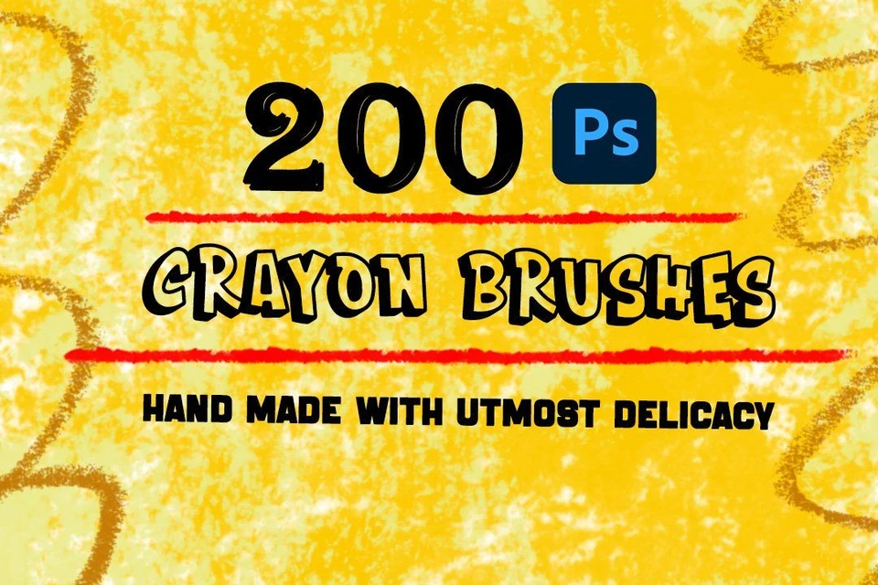 200+ Crayon Photoshop Brushes, Photoshop Brush, Crayon Texture, hand-drawn texture, Real Crayon Text