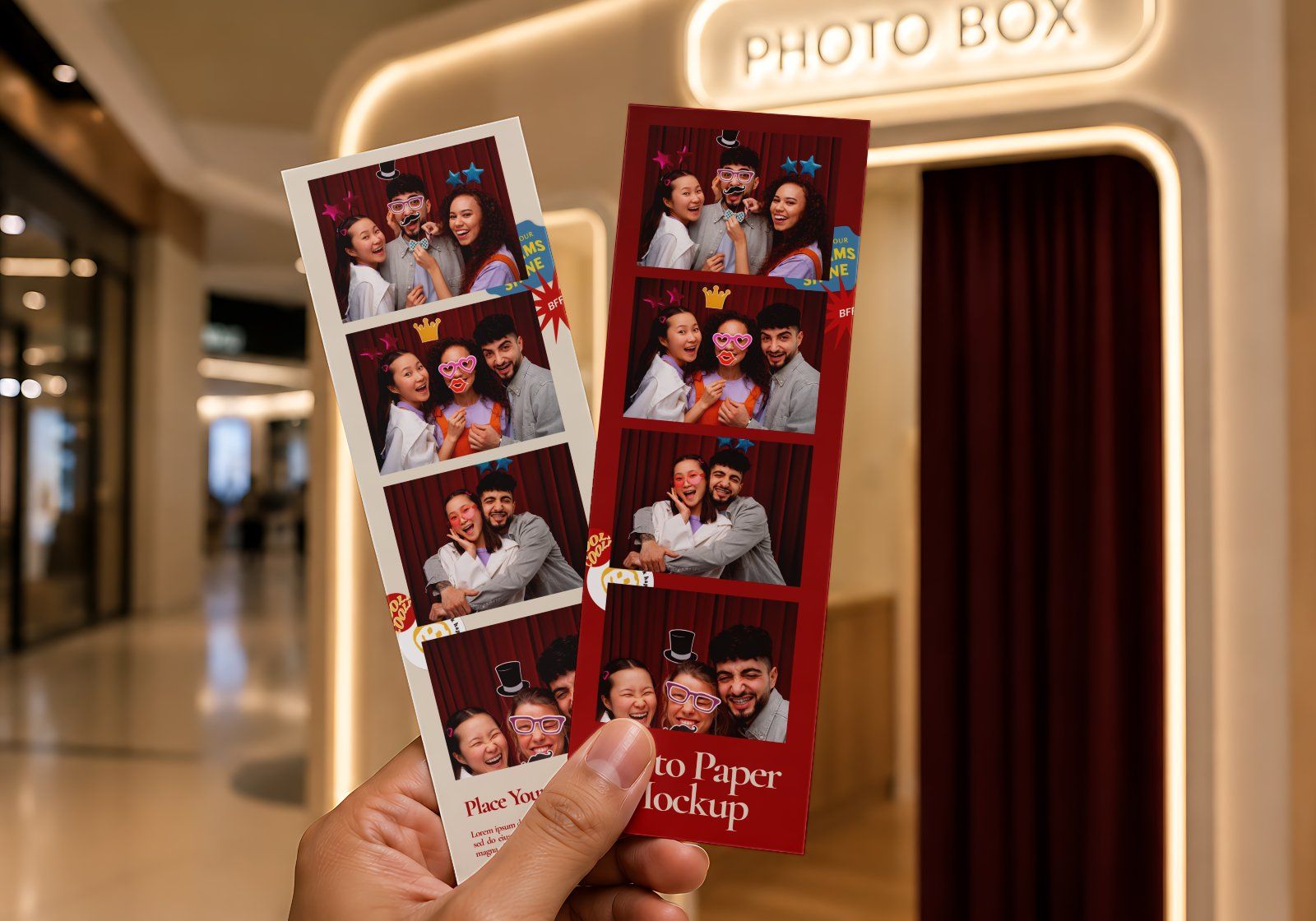 Premium Photo Box Rental Mockup Bundle – 15 Gen-Z PSD Scenes for Photobox Strips, Curtain Booths