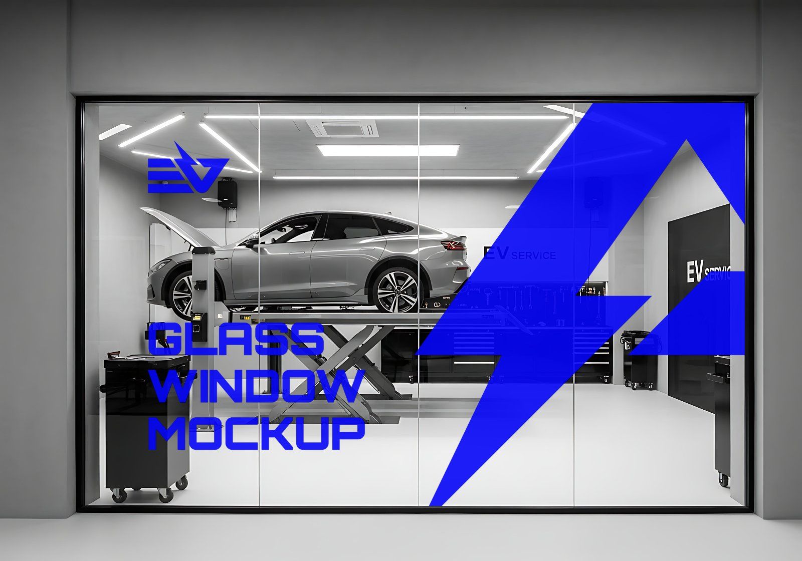 Premium Electric Vehicle Garage Mockup - 15 PSD File