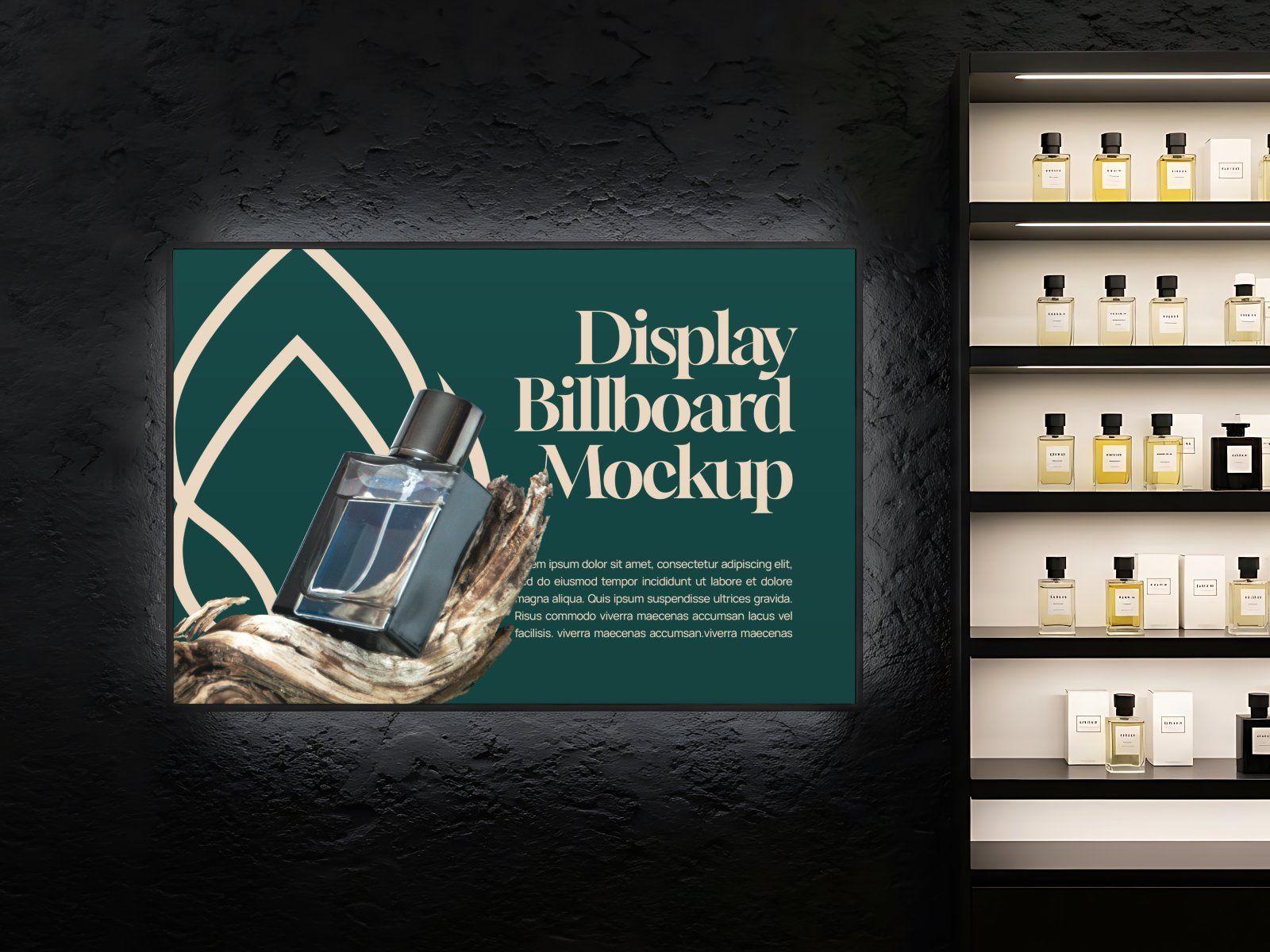 Perfume Brand Store Mockup Bundle PSD – Luxury Fragrance Retail Branding Set