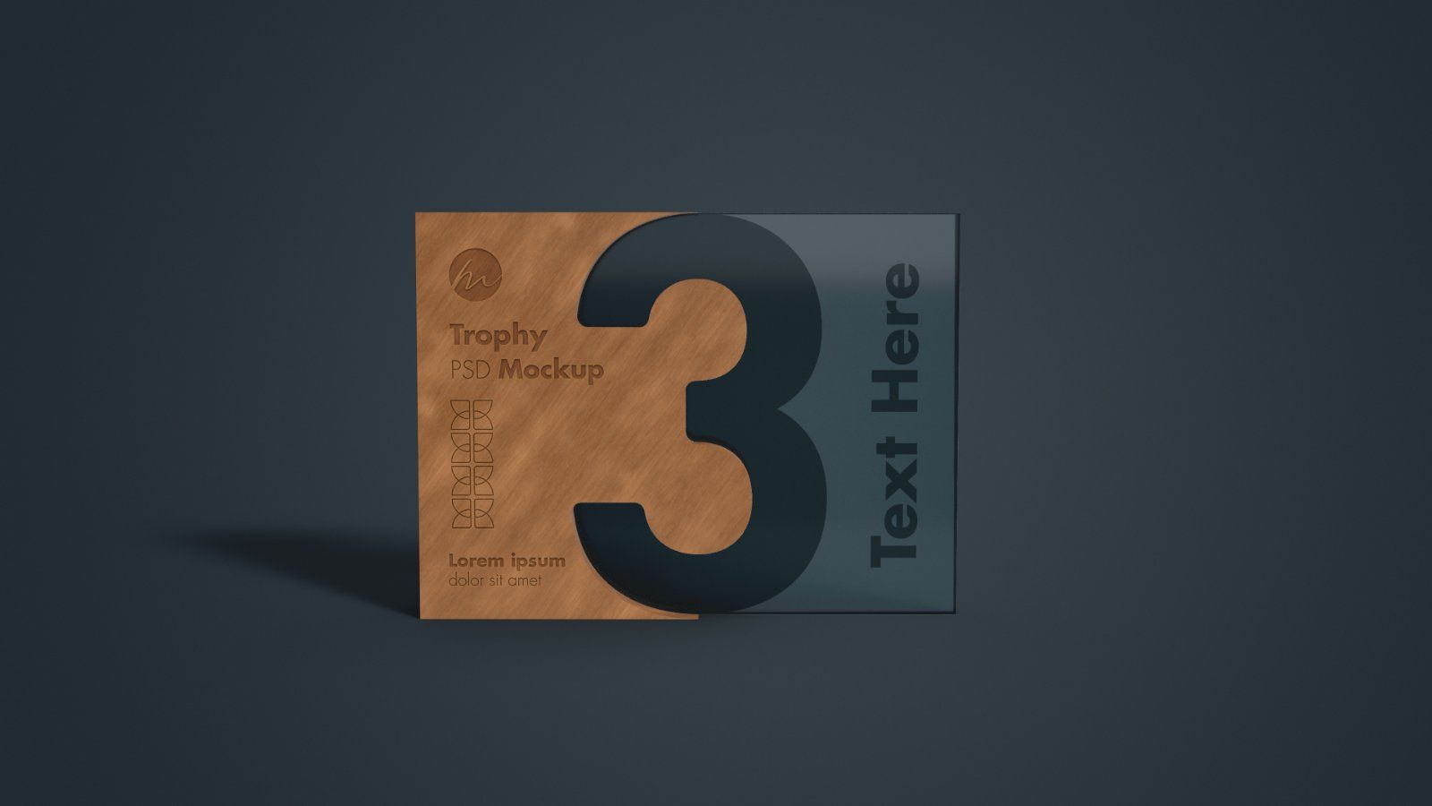 Wooden Number Three Trophy Award Mockup - 3 PSDs — image 2