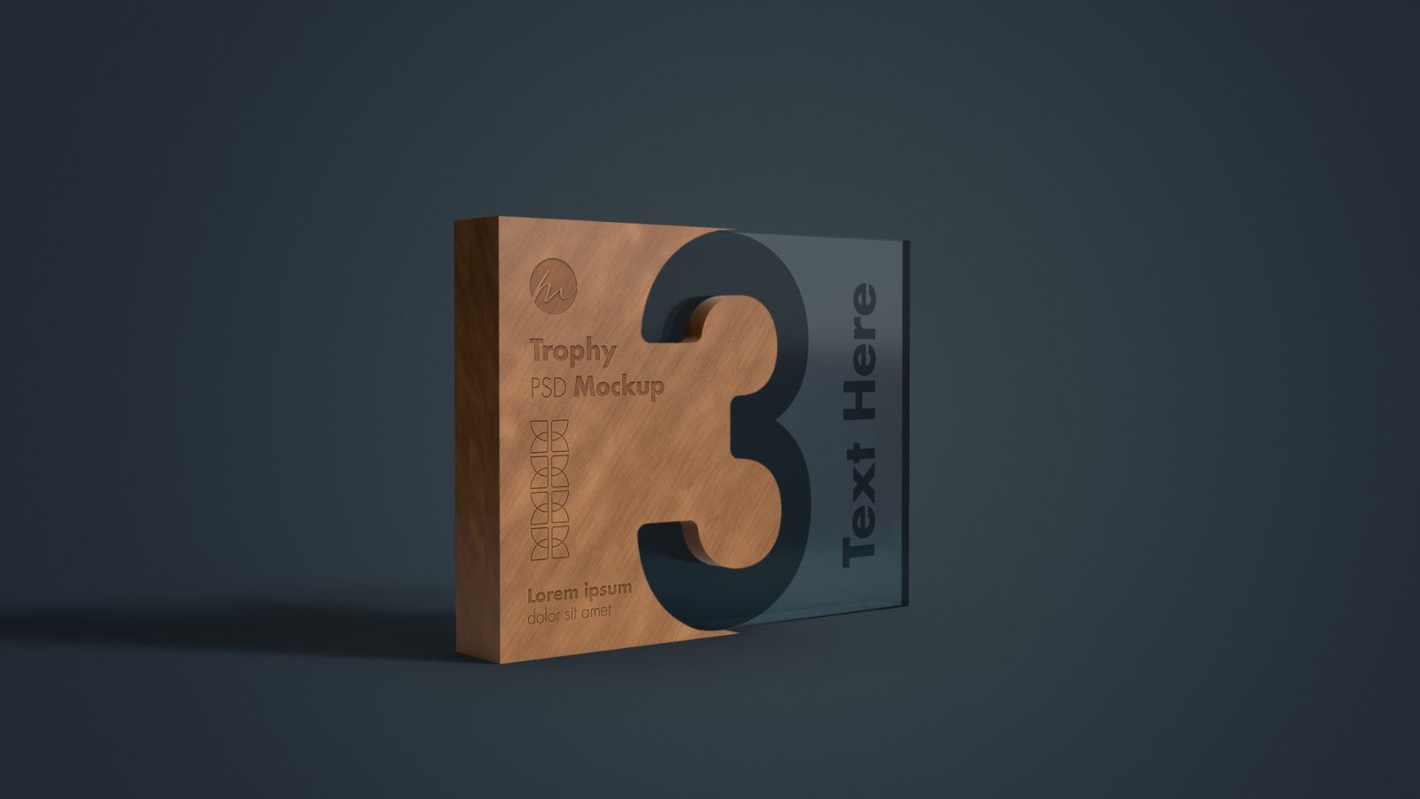 Wooden Number Three Trophy Award Mockup - 3 PSDs — image 3