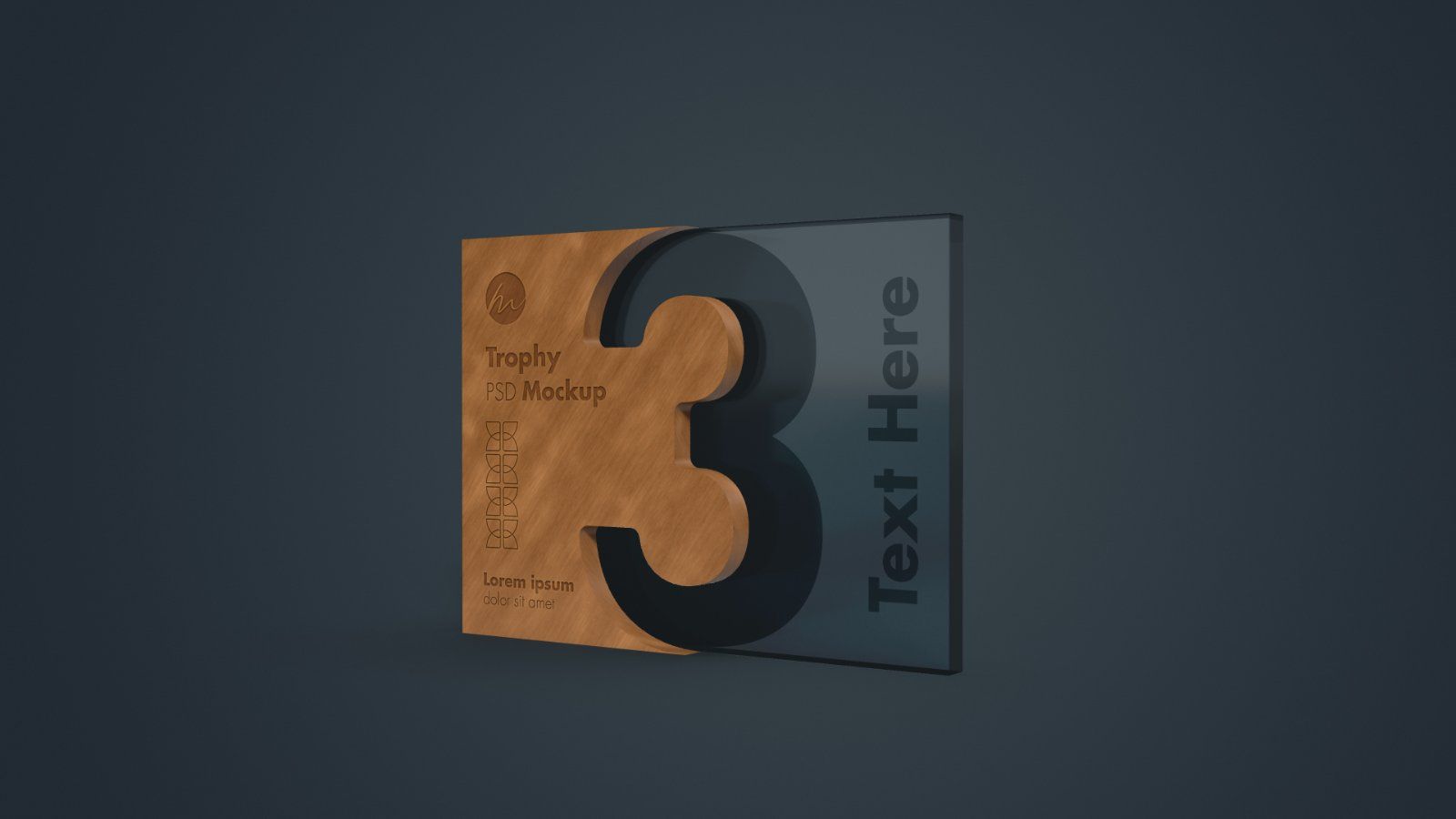Wooden Number Three Trophy Award Mockup - 3 PSDs — image 4