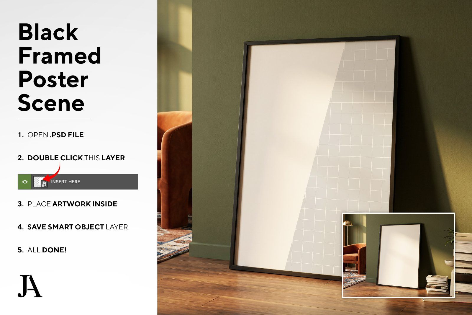 Black Framed Poster | 2x3 Ratio PSD — image 4