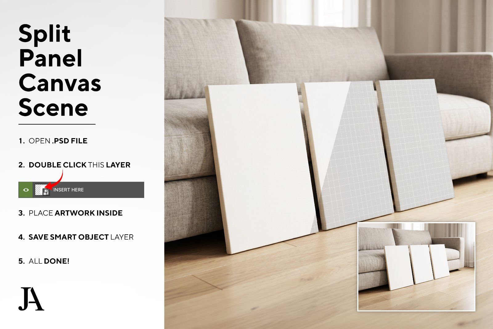 Split Panel Canvas | 2x3 Ratios PSD