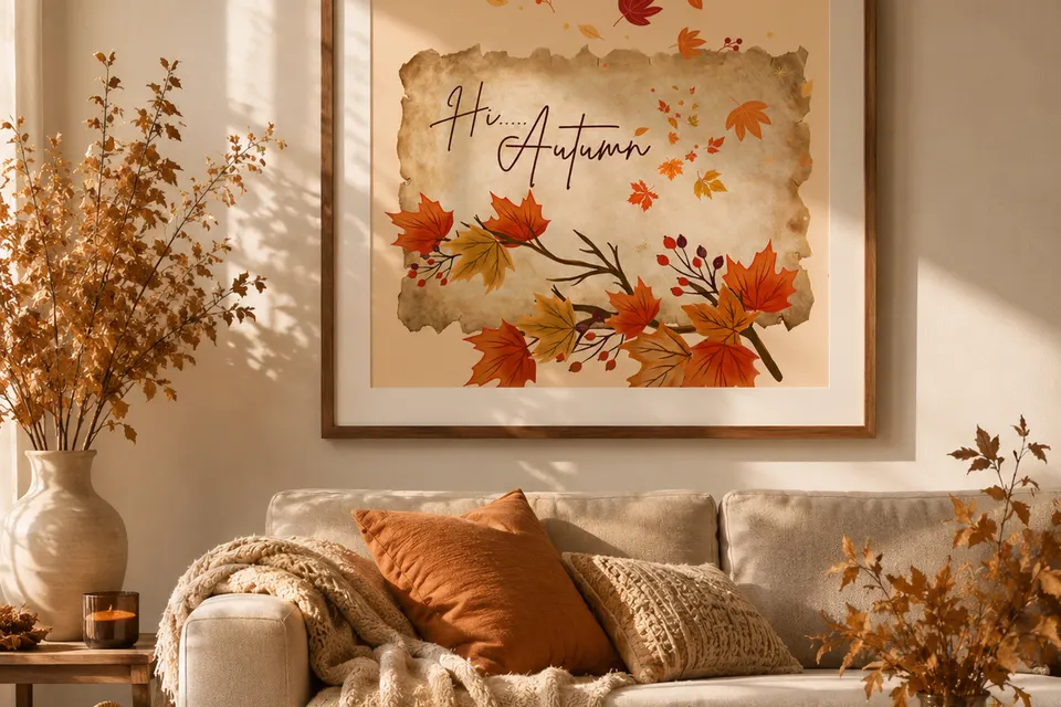 Autumn Wall Art – Cozy Fall Leaves Printable 🍂🤎