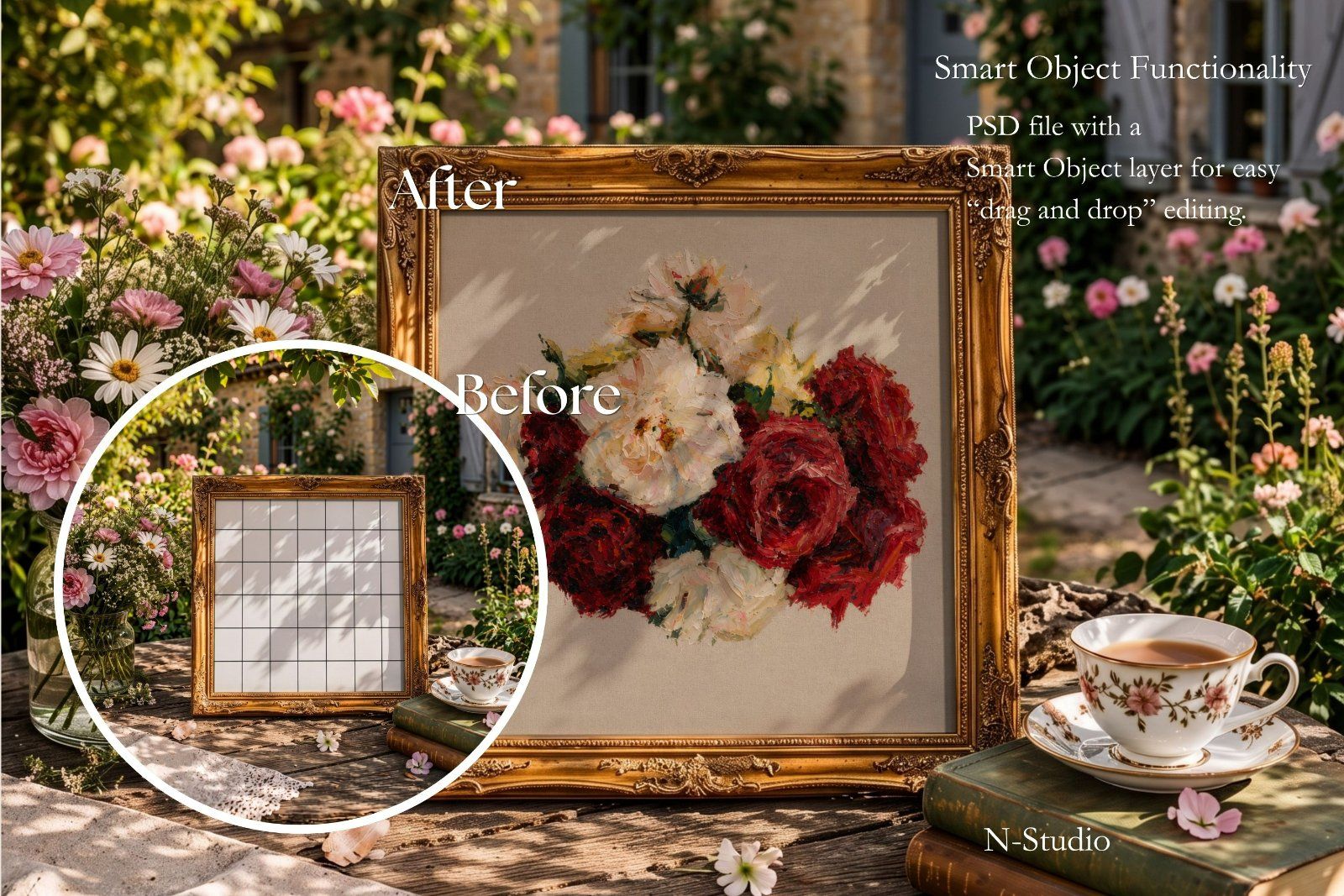 Spring Frame Mockups: Elegant Baroque & Gold Frames Collection
