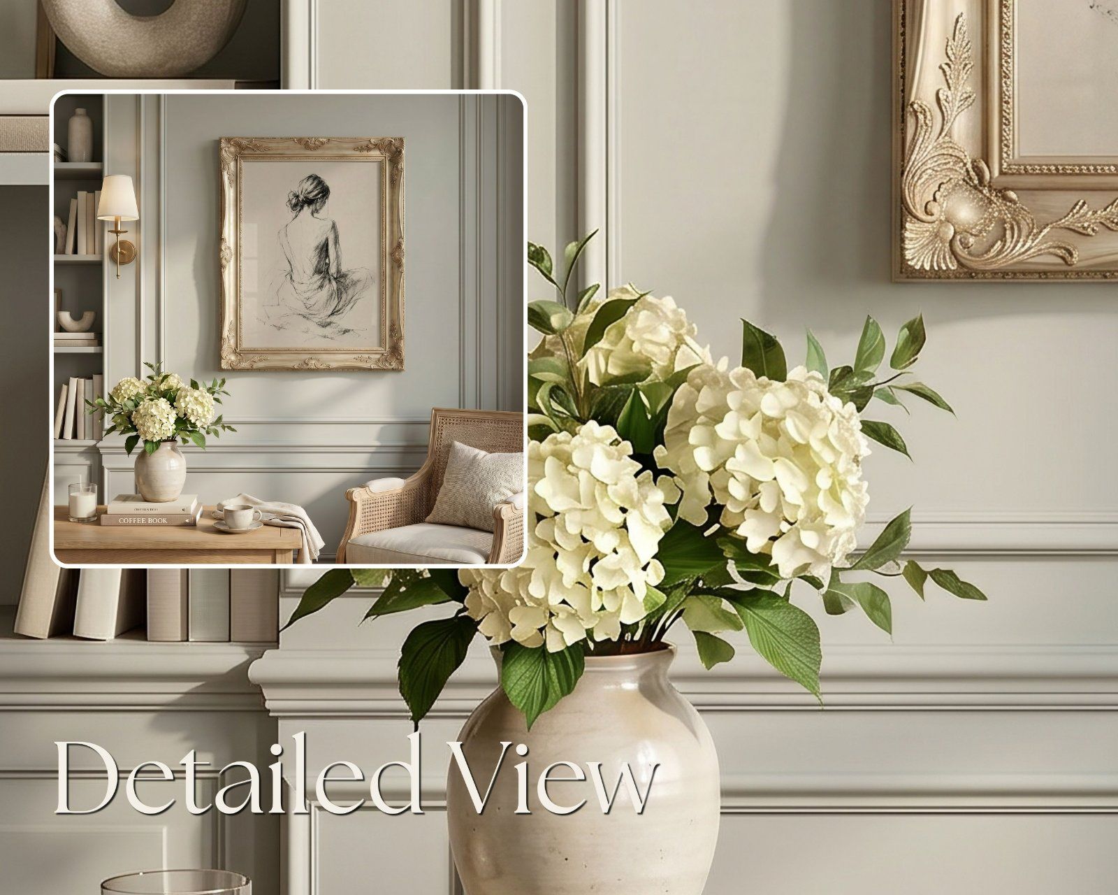 vintage gold frame mockup set, portrait frame 3x4 ratio and horizontal frame 4x3 ratio, photoshop an