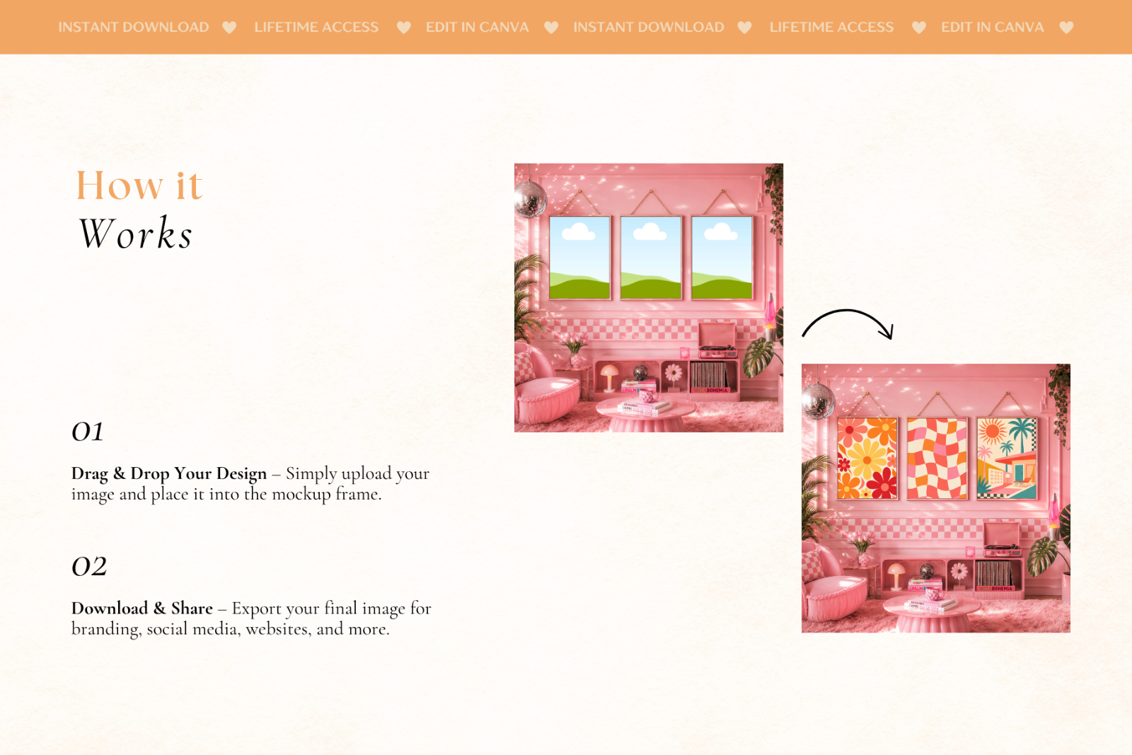 50 Girly Pink Aesthetic Frame Mockup