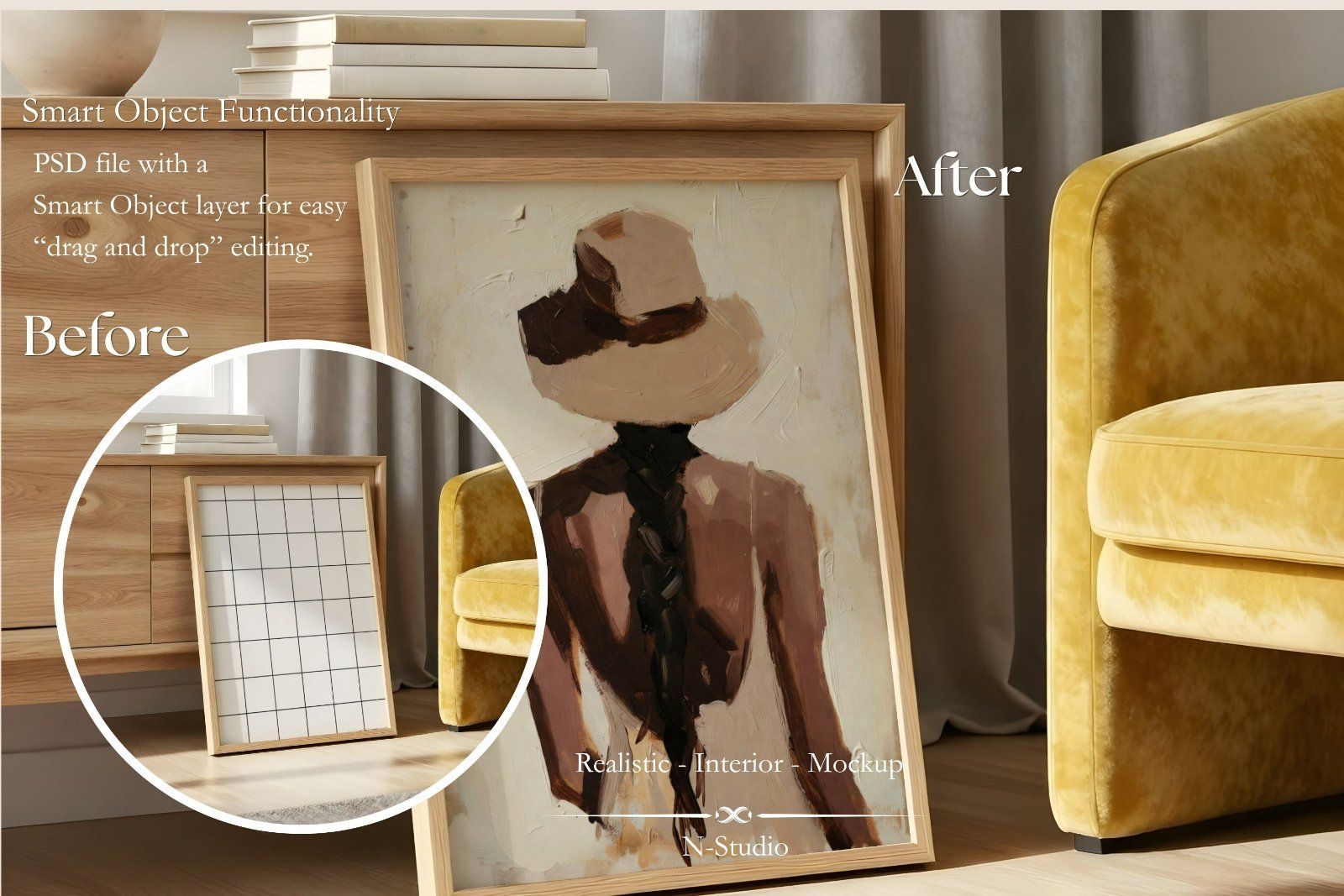4 Yellow Velvet Frame Mockup Bundle