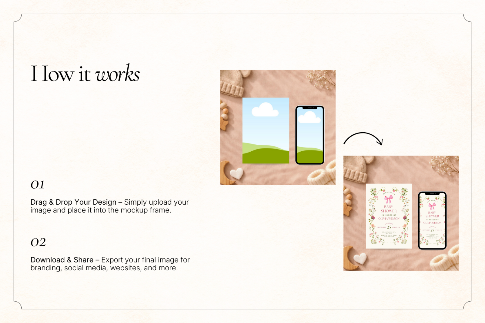 Baby Shower Invitation Canva Mockups