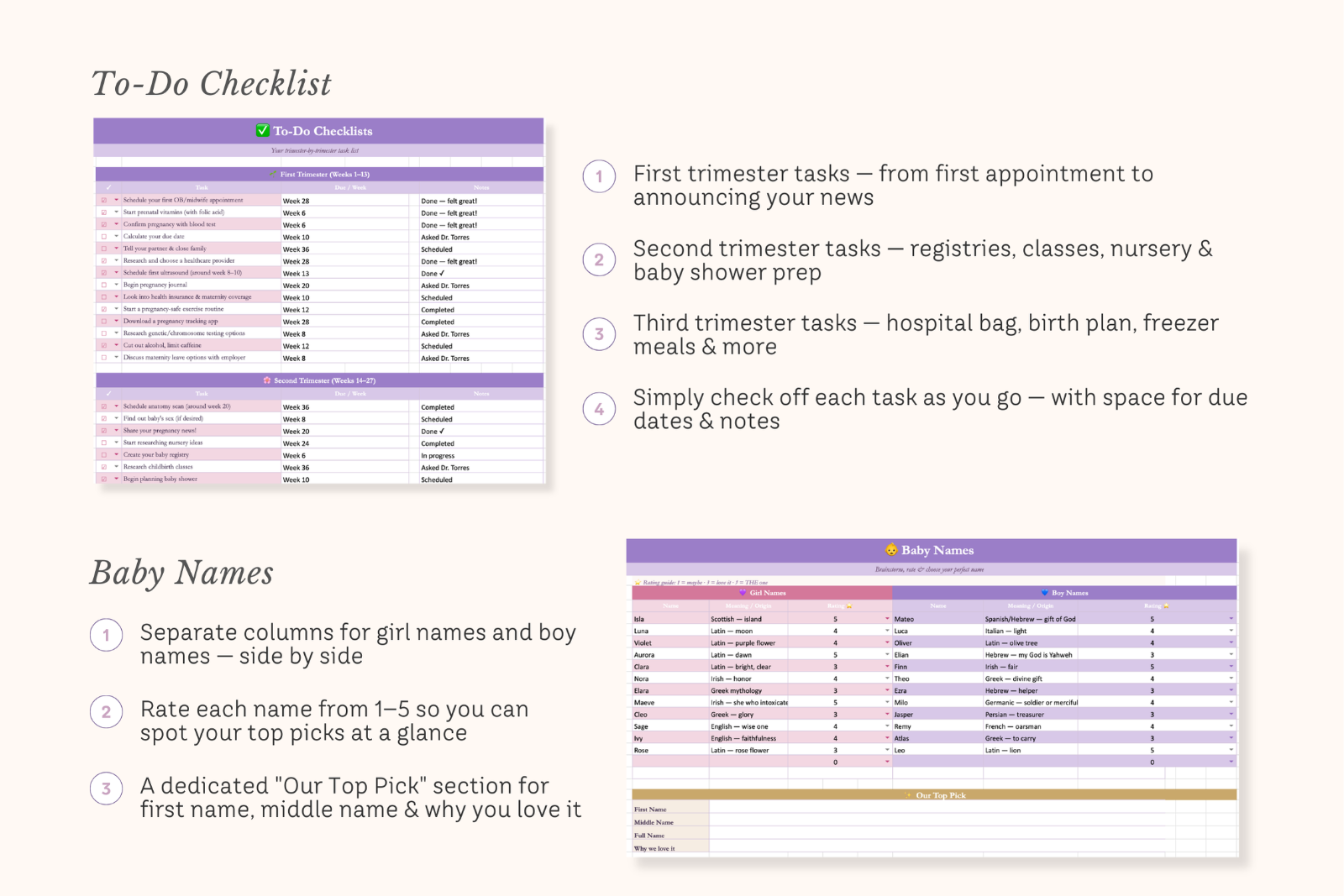 Pregnancy Planner Excel Spreadsheet