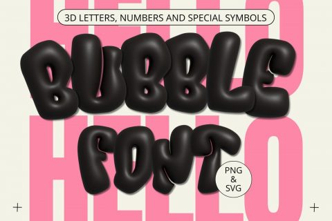Black Bubble Letters PNG and SVG