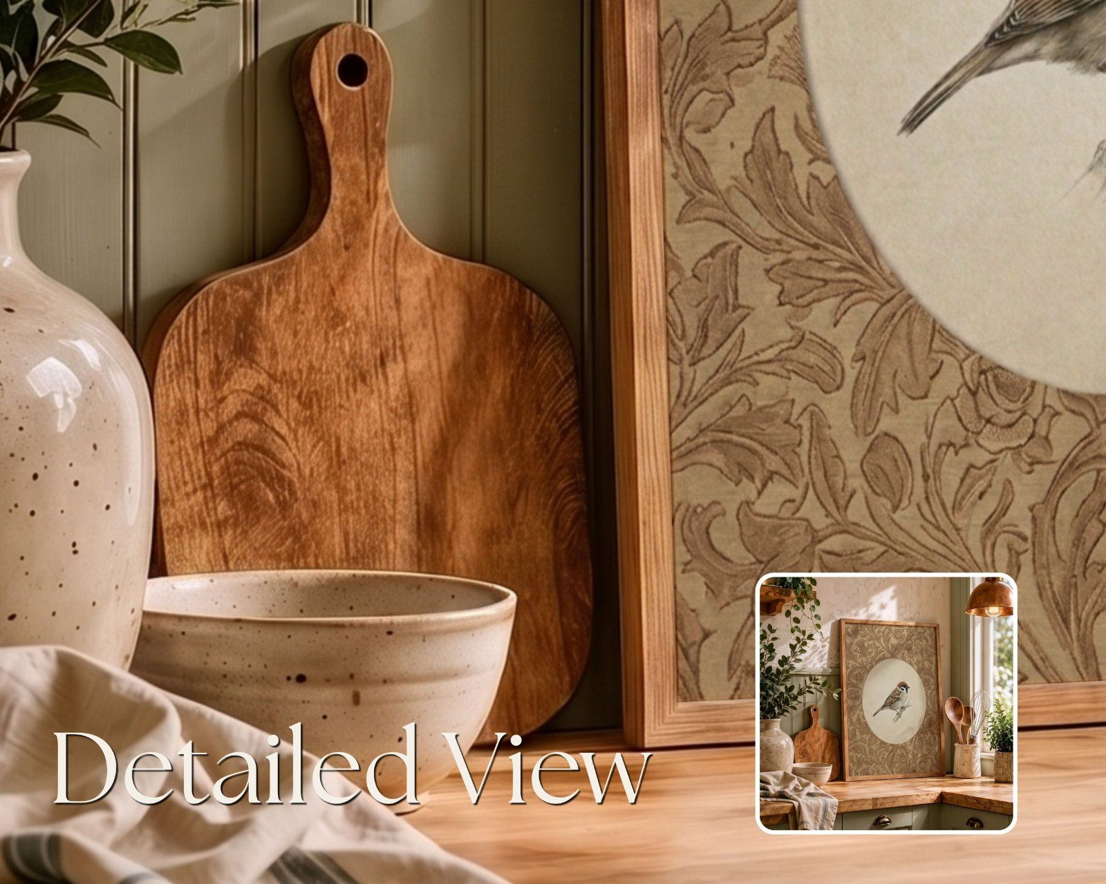 country cottage kitchen 3x4 ratio frame mockup, wooden frame on the counter mockup,