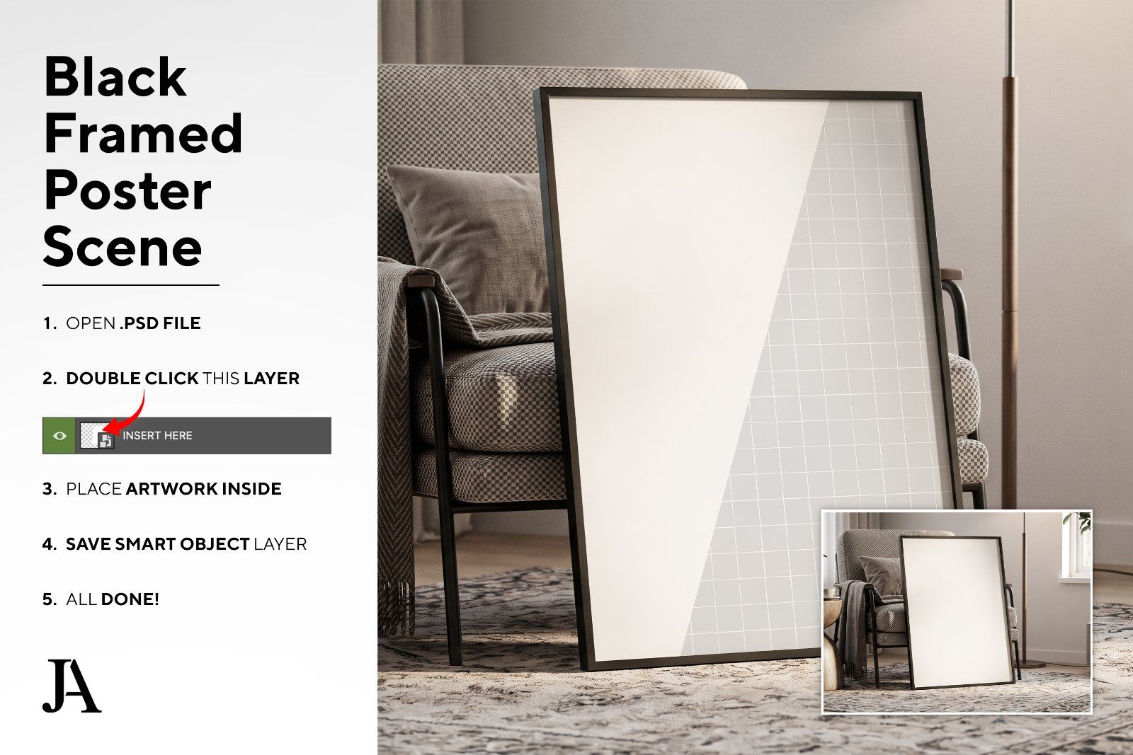 Black Framed Poster | 2x3 Ratio PSD — image 4