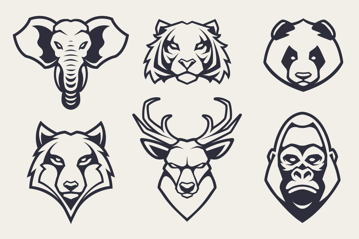 Animals Mascot Icons Vector Set