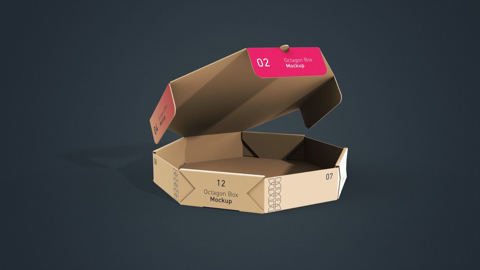Octagonal Pizza Box Mockup - 5 PSDs