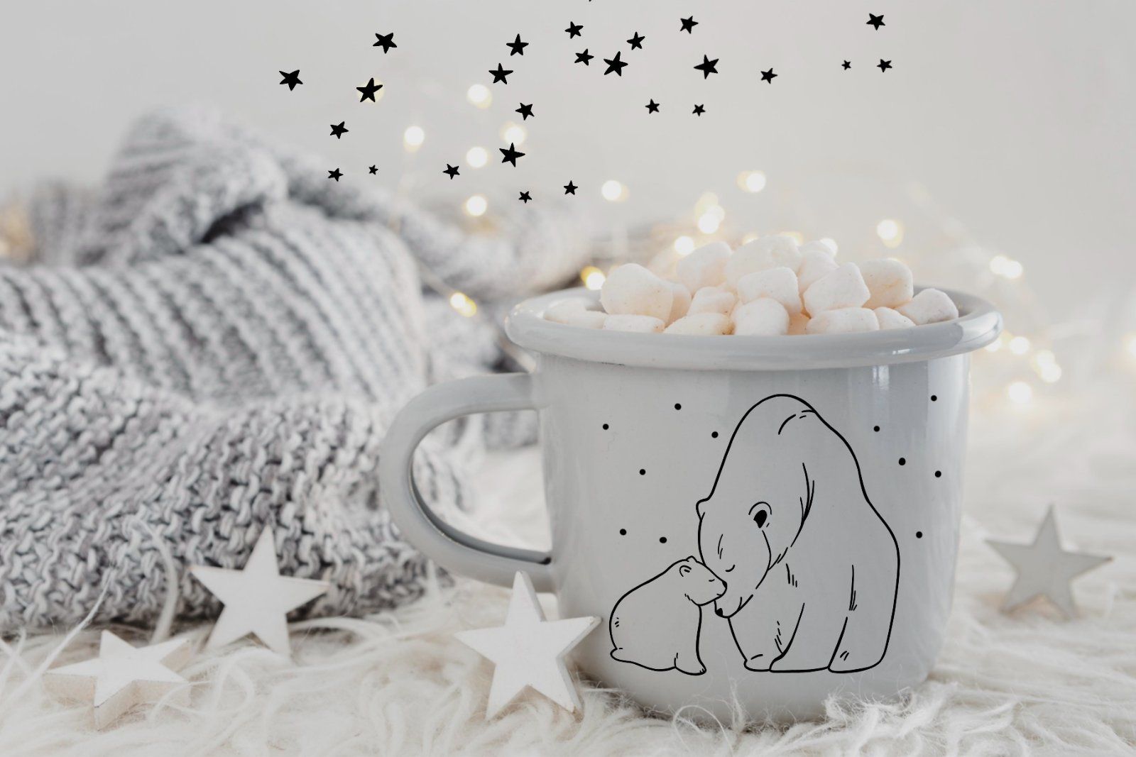 Polar Bear Clipart PNG, Mama Bear SVG, Winter Arctic Animals Vector Outline