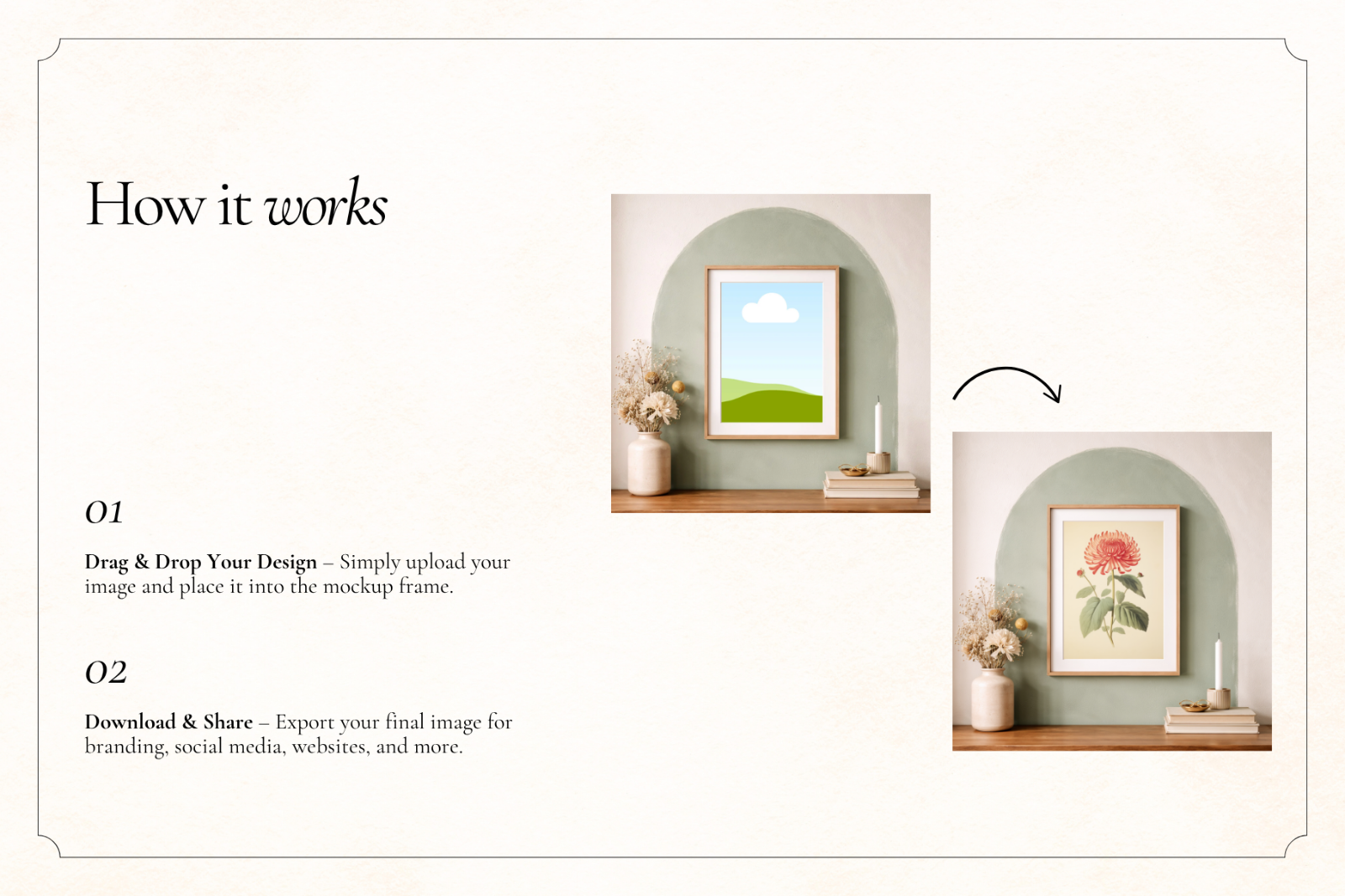 50 Vintage Frame Mockups for Canva