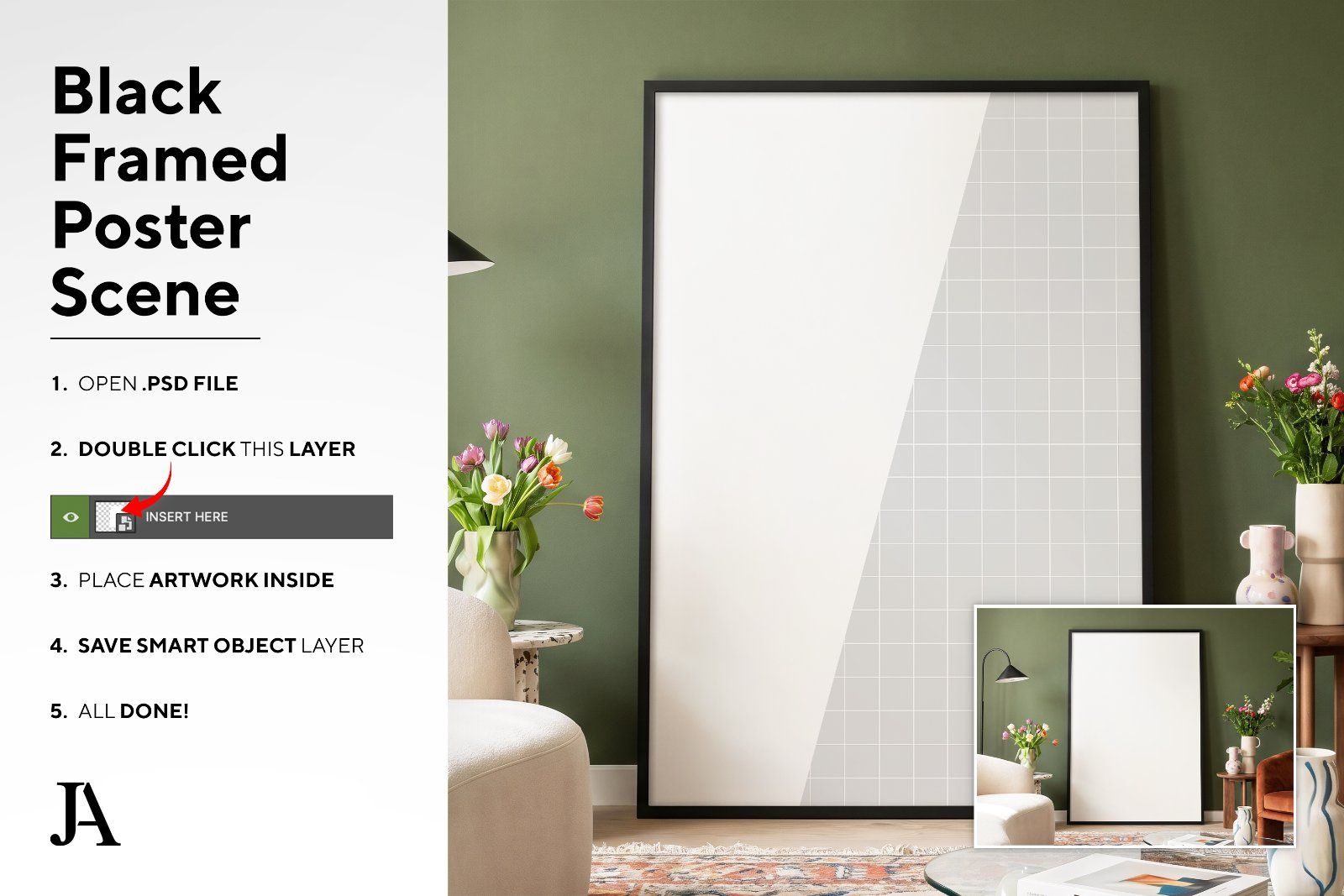 Black Framed Poster | 2x3 Ratio PSD