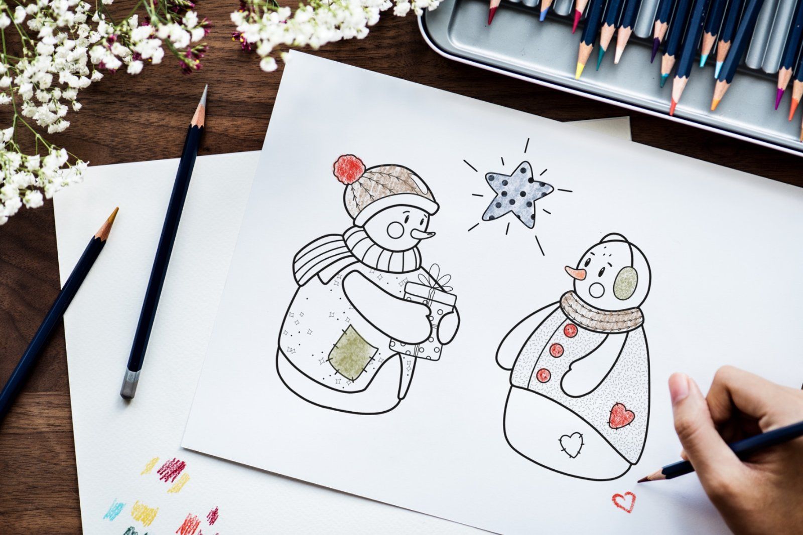 Snowman Black and White Clipart: Merry Christmas SVG, Winter PNG
