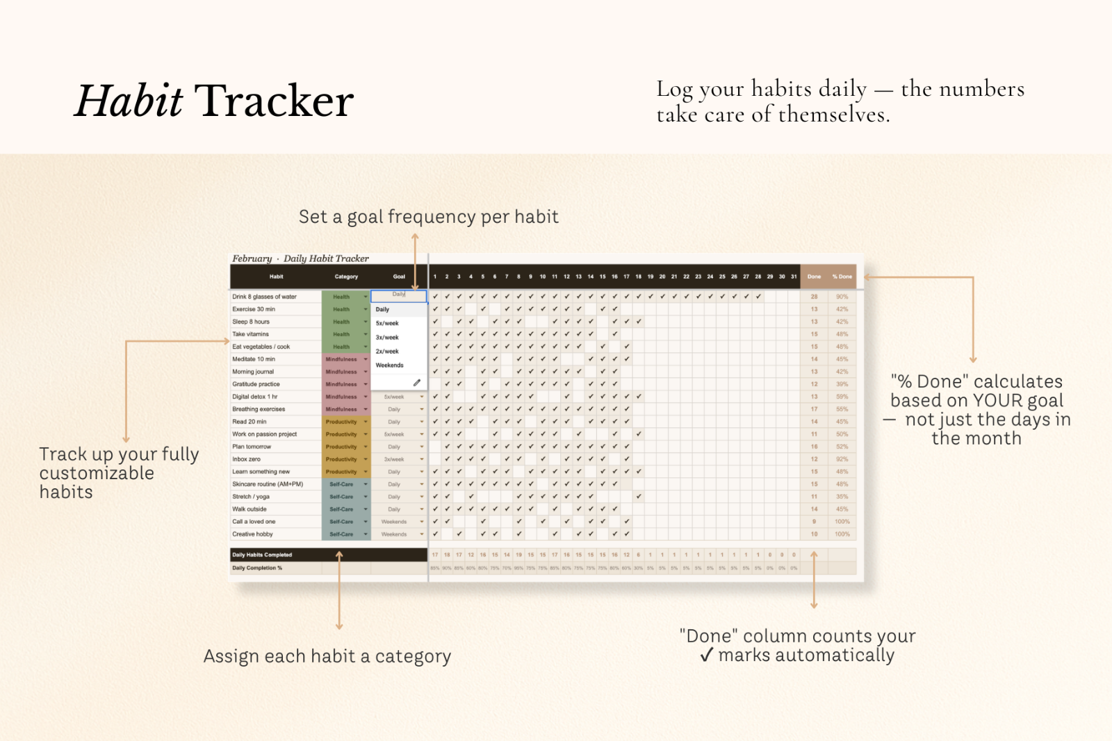 Simple Habit Tracker | Google Sheets