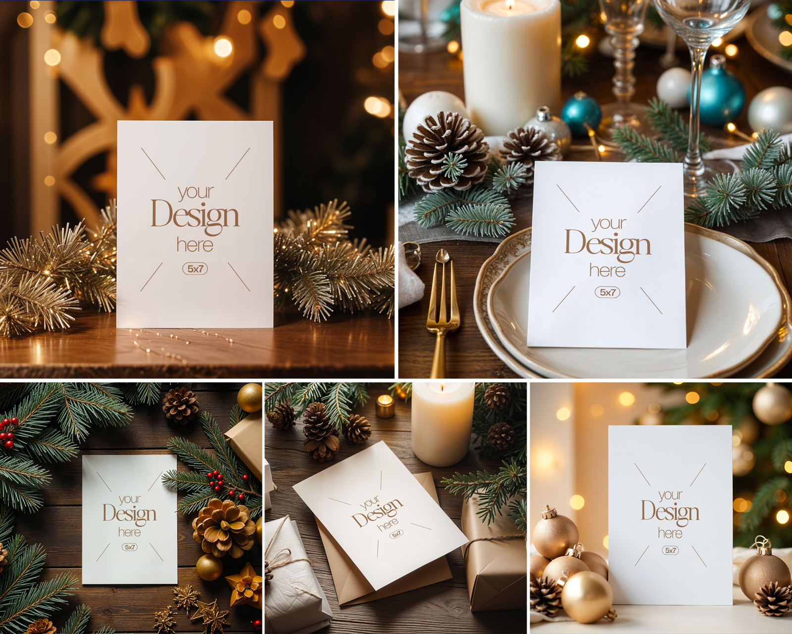20 Christmas Card Mockup Bundle: White Blank Card PSD (Digital Download)