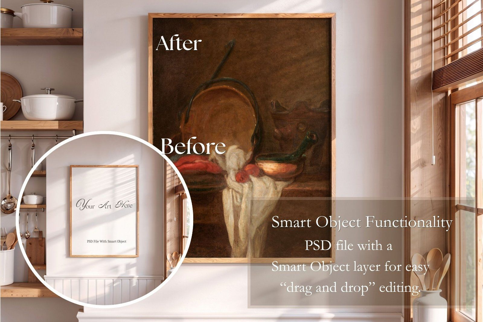 rustic wooden frame 3:4 Ratio PSD Mockup, Vertical Wood Frame PSD Realistic Shadows,