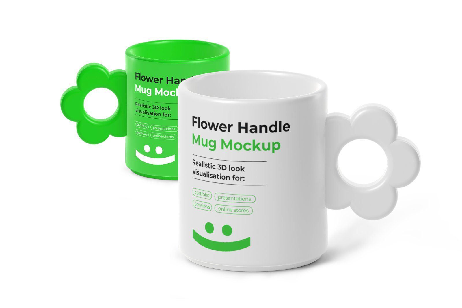 Cute Mug Mockup with Floral Handle