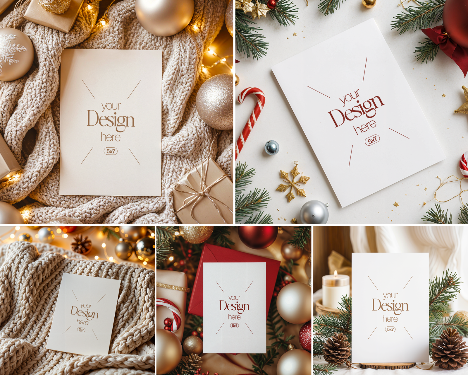 20 Christmas Card Mockup Bundle: White Blank Card PSD (Digital Download)