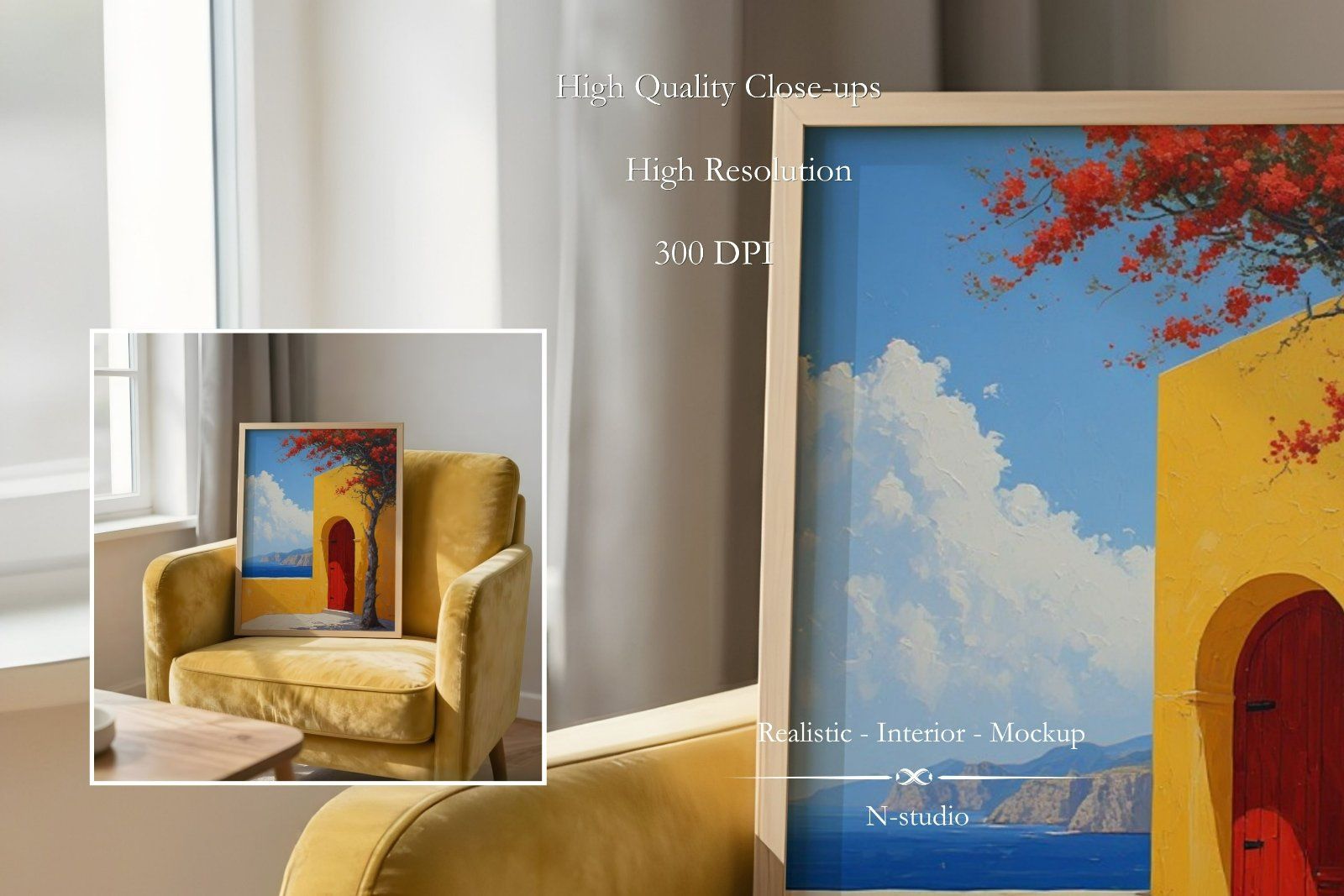 4 Yellow Velvet Frame Mockup Bundle