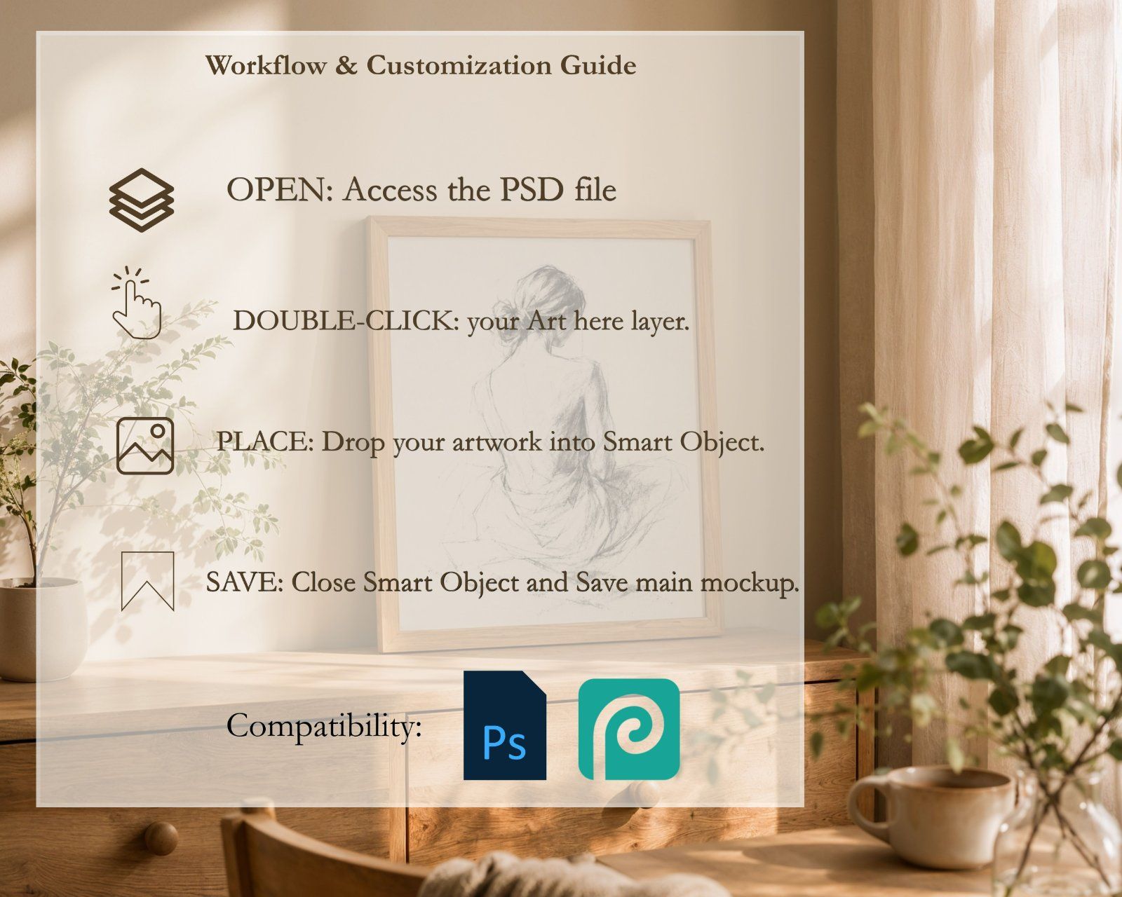 Rustic Oak Wooden Frame Mockup Bundle PSD | 4x5, 5x4 Ratio | Vertical & Horizontal |