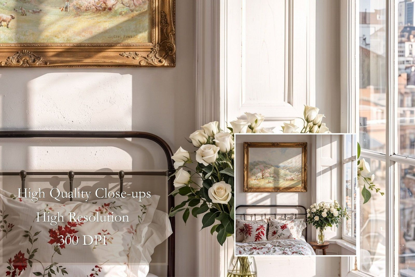 Gold ornate horizontal frame mockup