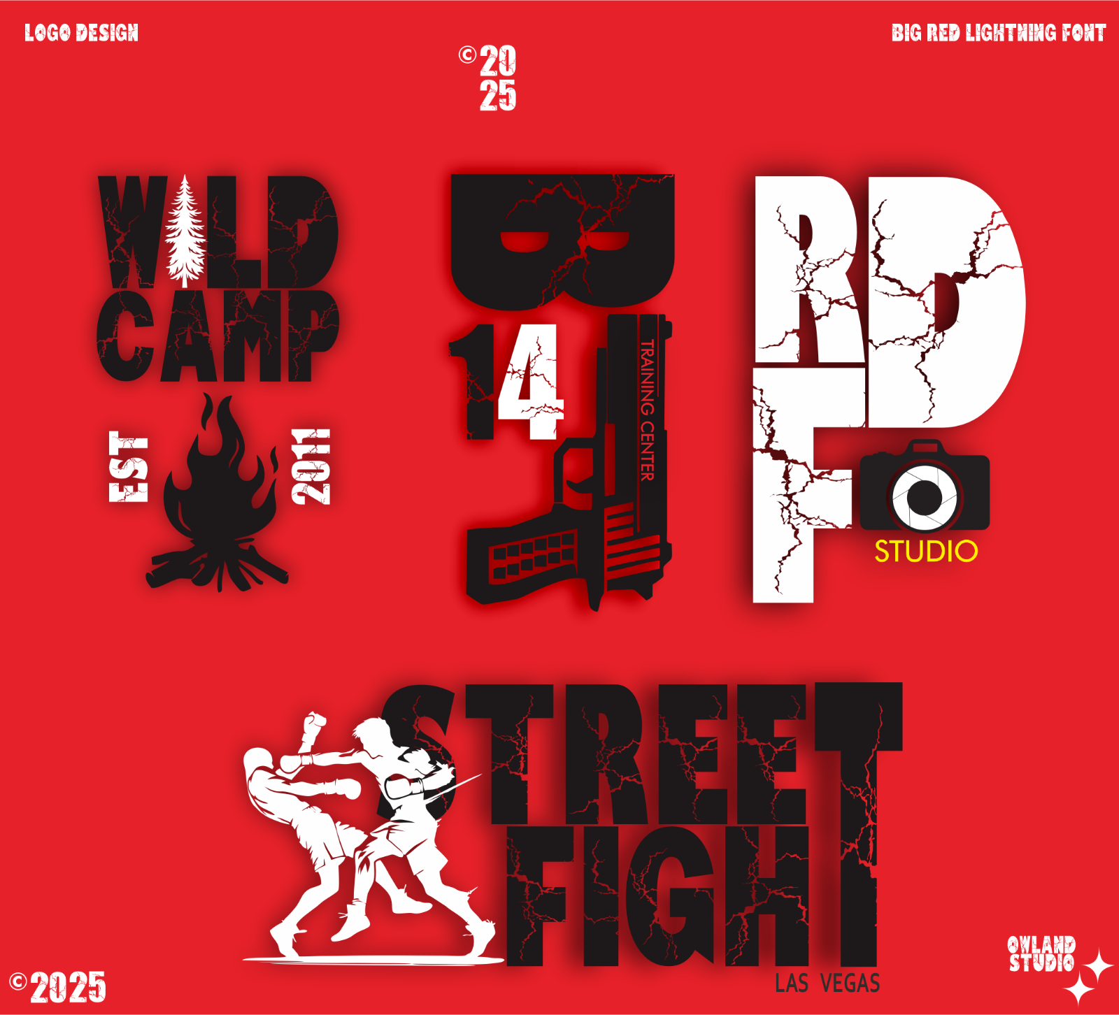 BIG RED LIGHTNING - DESTROY, ERODED, & HOROR FONT