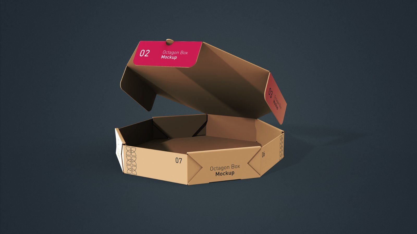 Octagonal Pizza Box Mockup - 5 PSDs