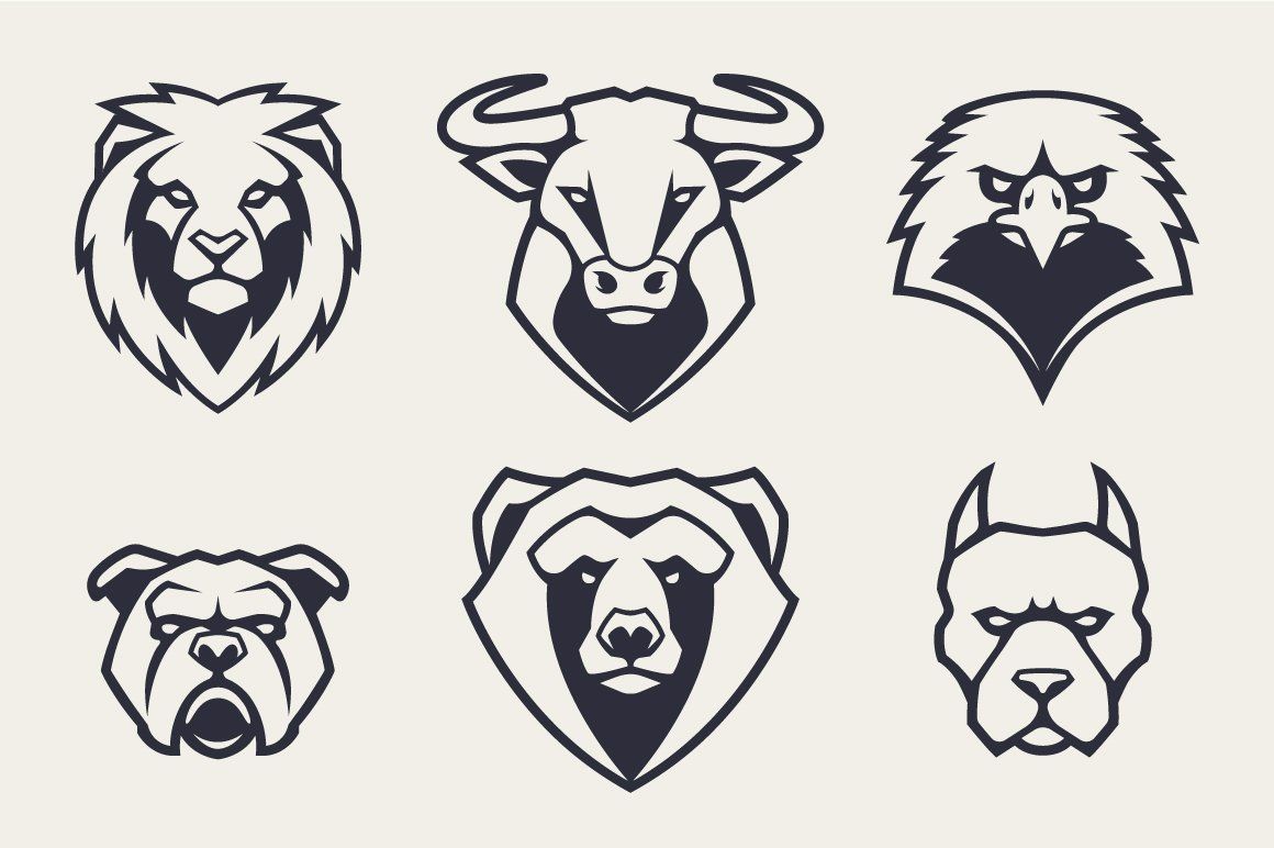 Animals Mascot Icons Vector Set
