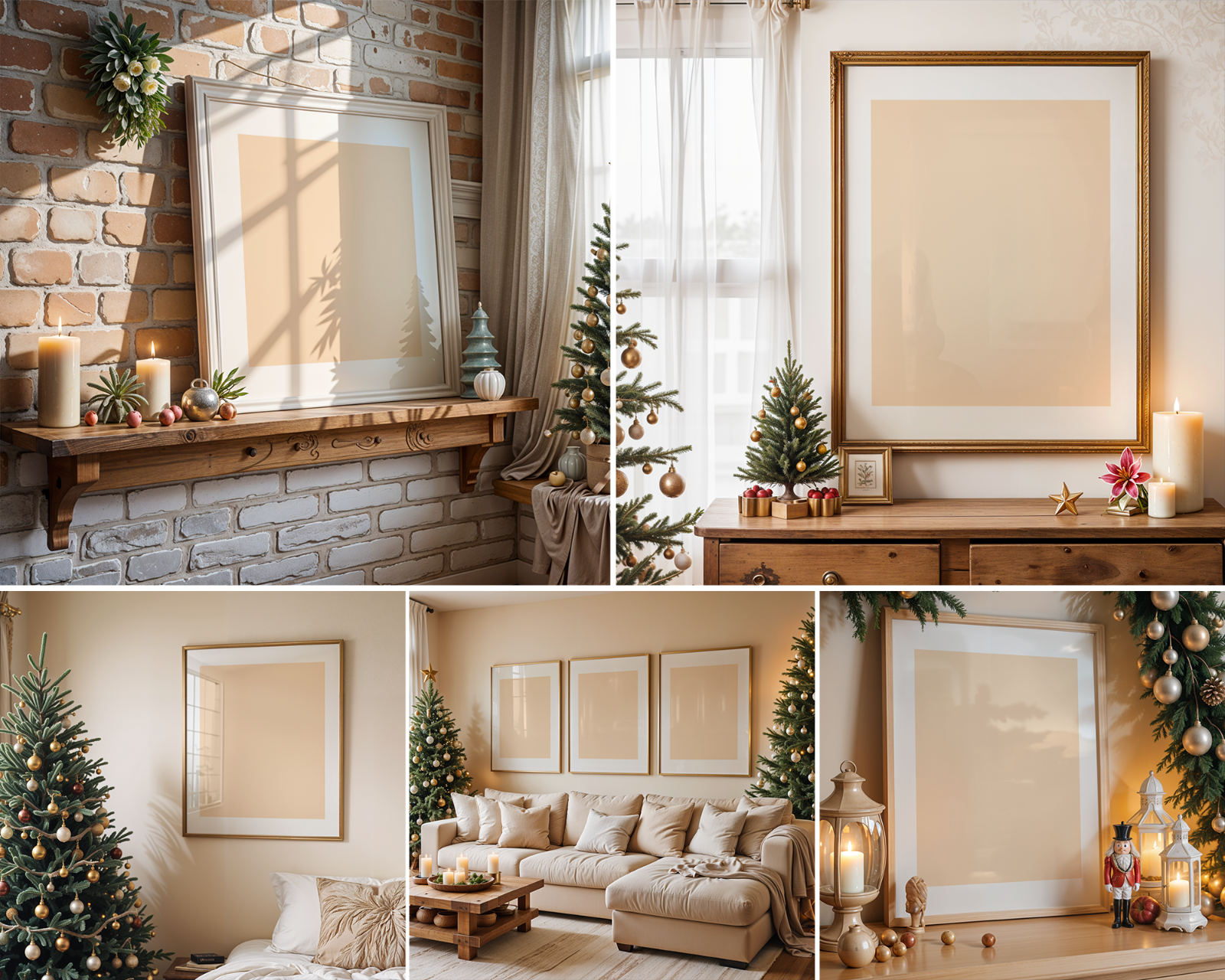 40 Christmas Frame Mockup Bundle: Poster & Art Presentation (PSD)