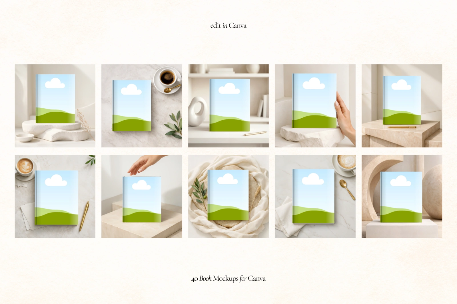 40 Editorial Book Cover Mockups for Canva — image 6