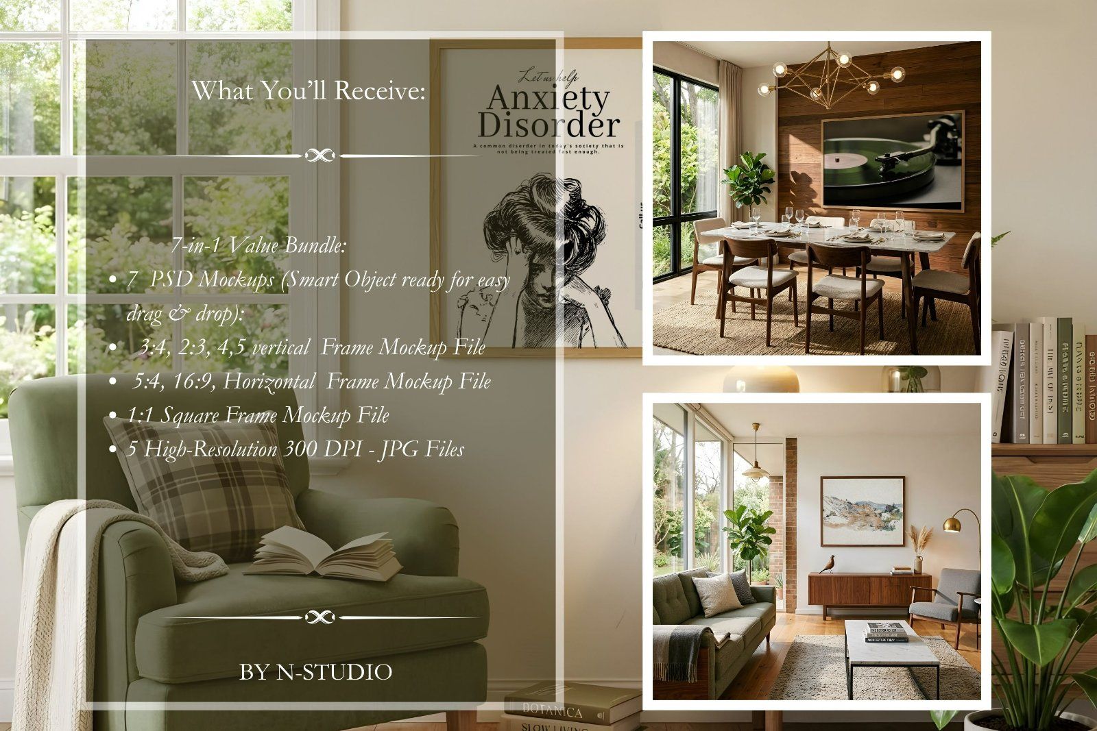 Modern Living Room Frame Mockup Bundle