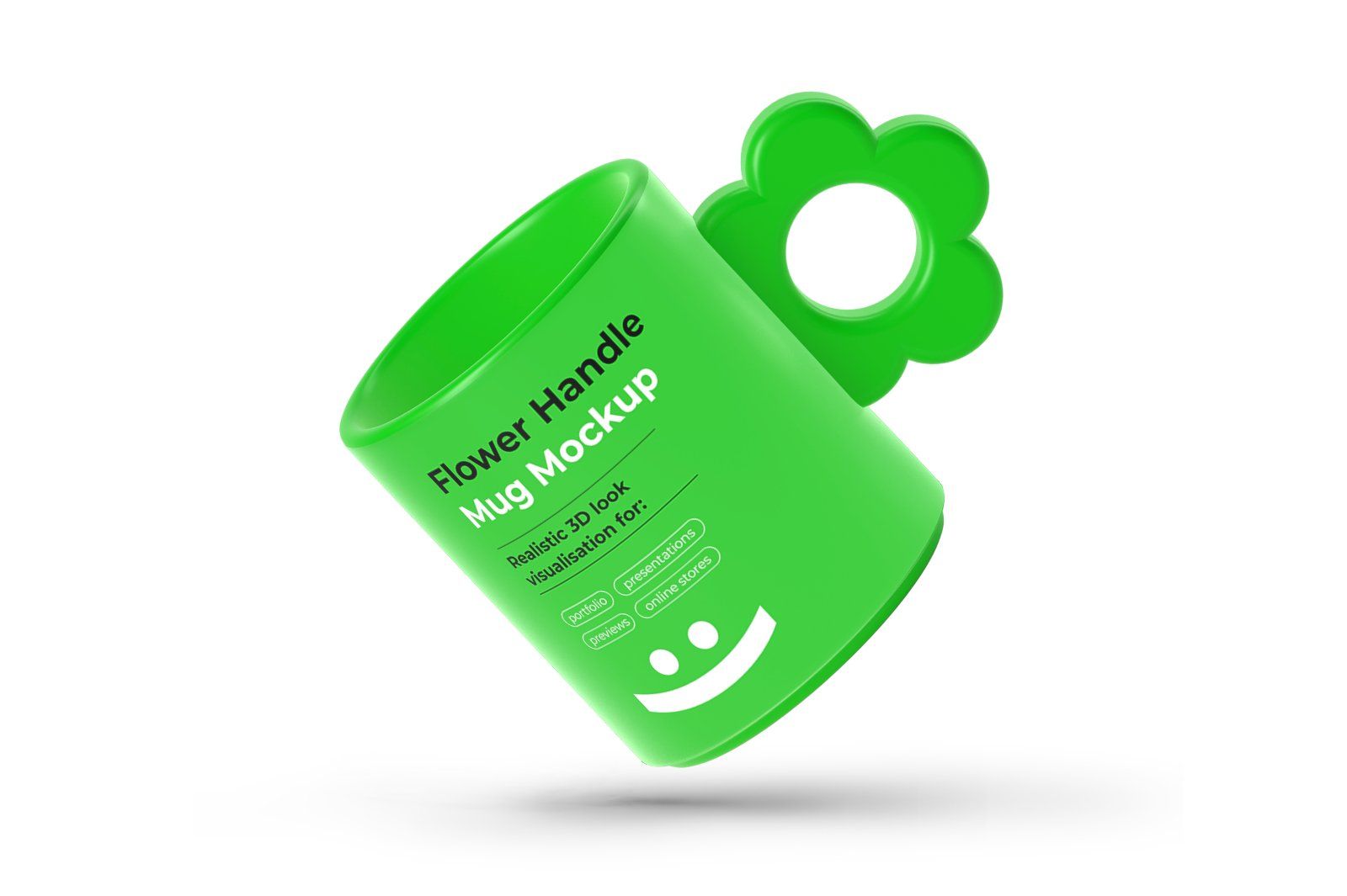 Cute Mug Mockup with Floral Handle