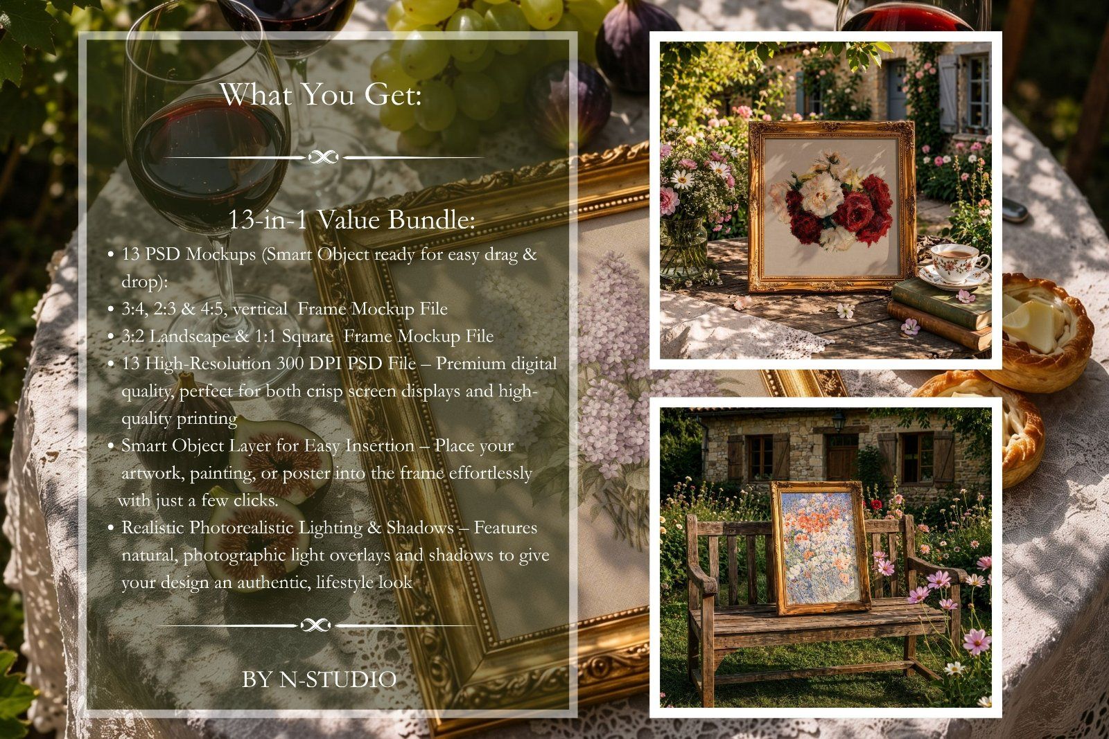 Spring Frame Mockups: Elegant Baroque & Gold Frames Collection