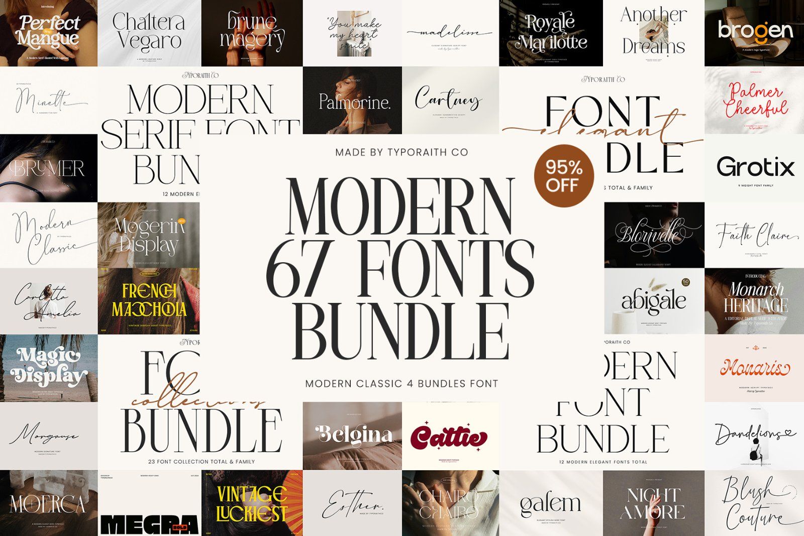 The Modern Font Bundle | 67 Fonts