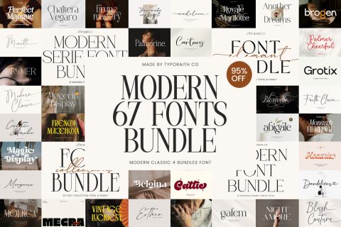 The Modern Font Bundle | 67 Fonts