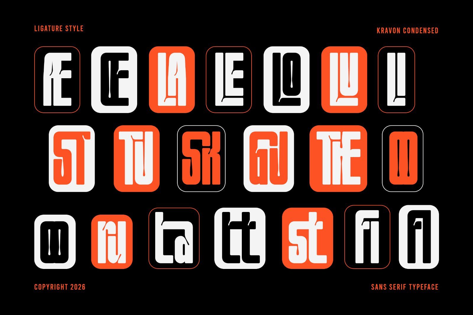 Kravon Condensed – Bold Corporate Display Sans Serif Typeface